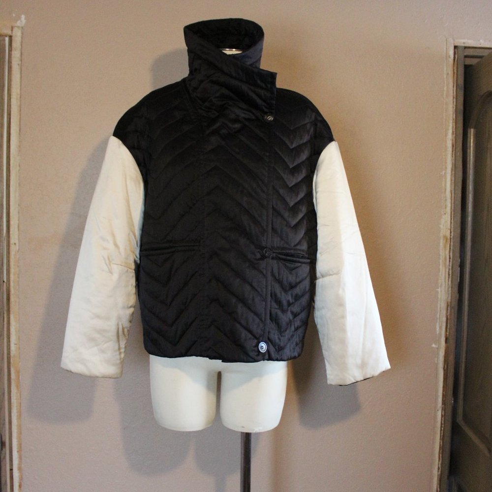Isabel Marant quilted padded 100% silk black/white loose fit jacket Sz.36 S/M